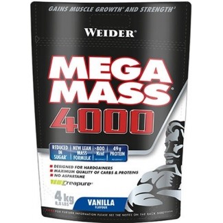 Comprar Hidratos de Carbono WEIDER - MEGA MASS 4000 4KG marca Weider. Precio 61,59 €