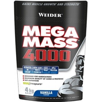 Comprar Hidratos de Carbono WEIDER - MEGA MASS 4000 4KG 15 % DE DESCEUENTO marca Weider. Precio 72,16 €